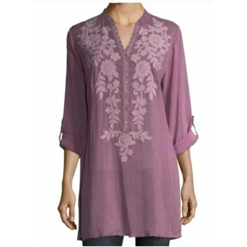 Johnny Was Embroidered Tunic Top S Small Floral Bohemian‎ Blouse Pullover